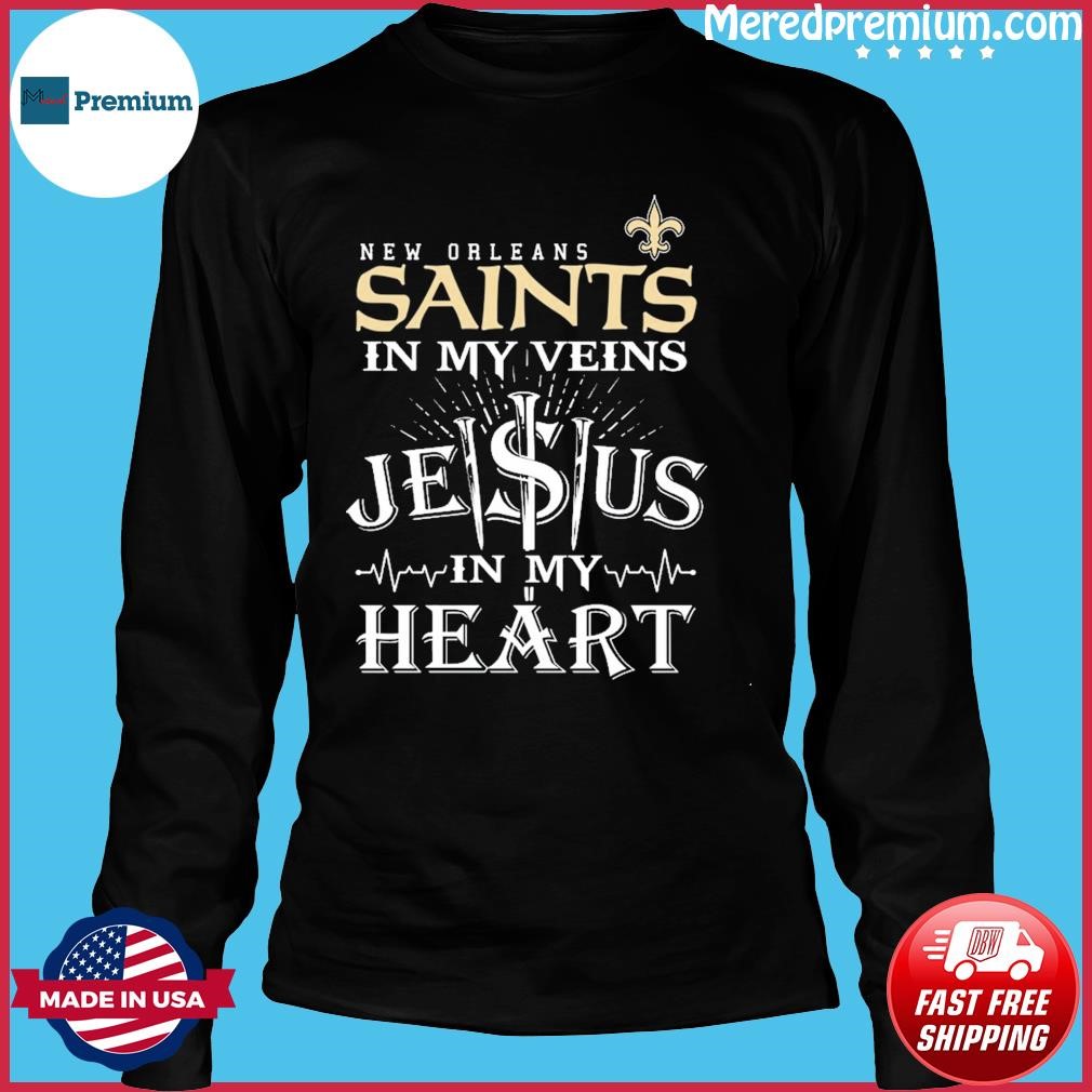 New Orleans Saints In My Veins Jesus In My Heart Button Shirt - The Clothes  You'll Ever Need