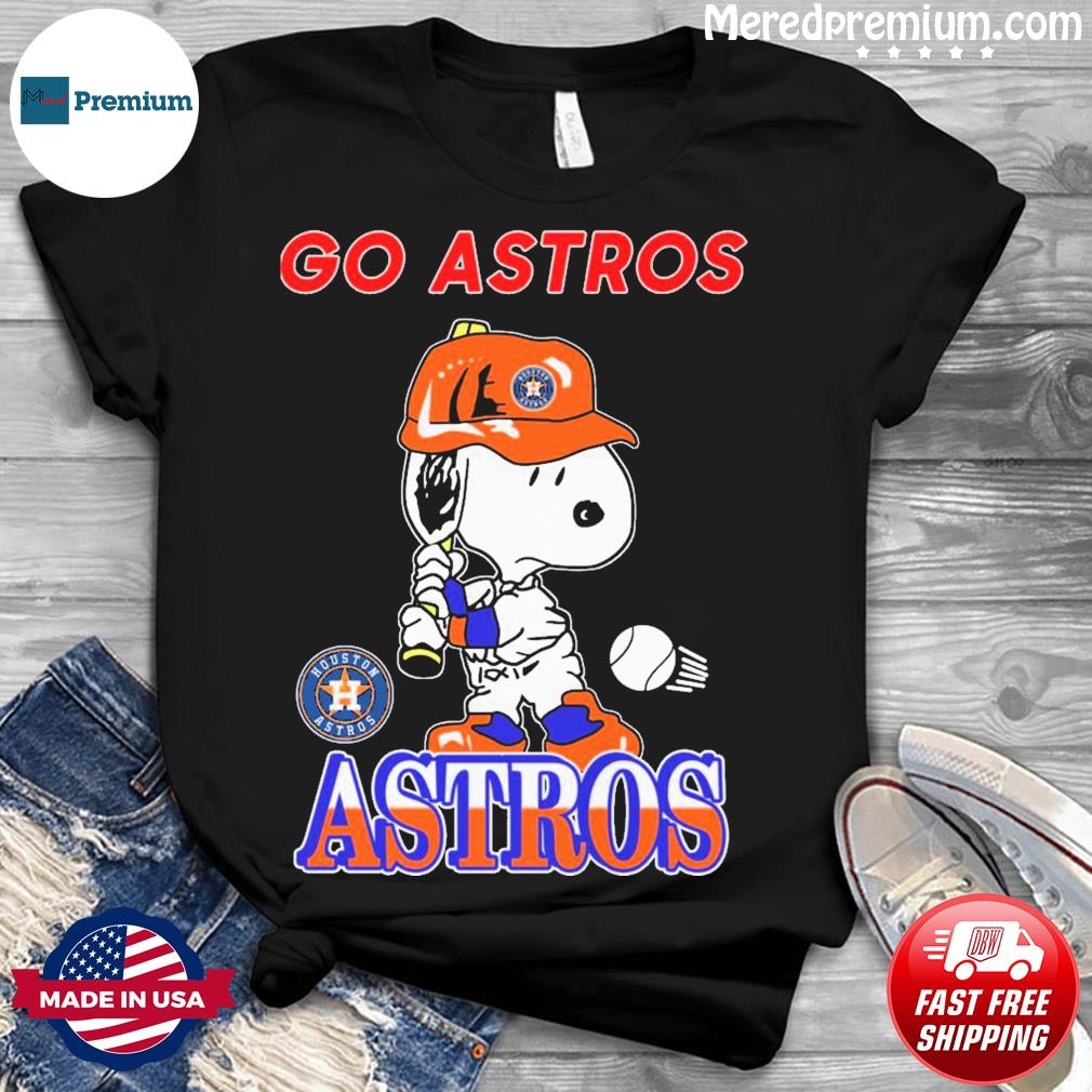 Just A Woman Who Loves Fall Houston Astros Peanuts Cartoon T-shirt