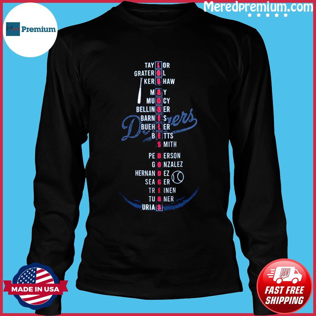 2020 world series LA Dodgers player names shirt,Sweater, Hoodie, And Long  Sleeved, Ladies, Tank Top