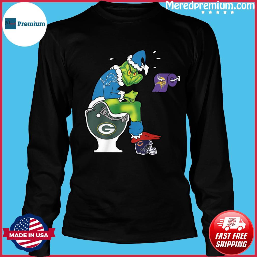 Nice The Grinch Detroit Lions Shit On Toilet Green Bay Packers Christmas  Shirt, hoodie, sweater, long sleeve and tank top