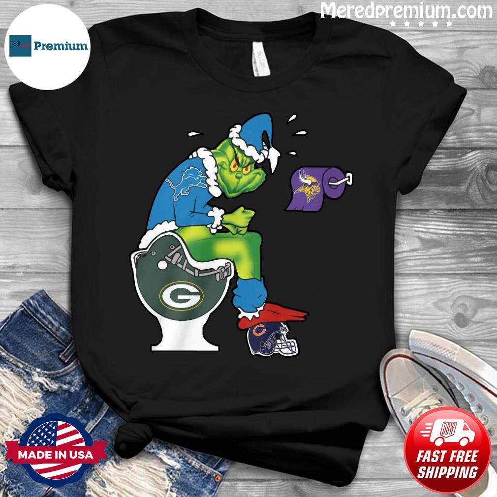 Official The Grinch Detroit Lions Shit On Toilet Green Bay Packers