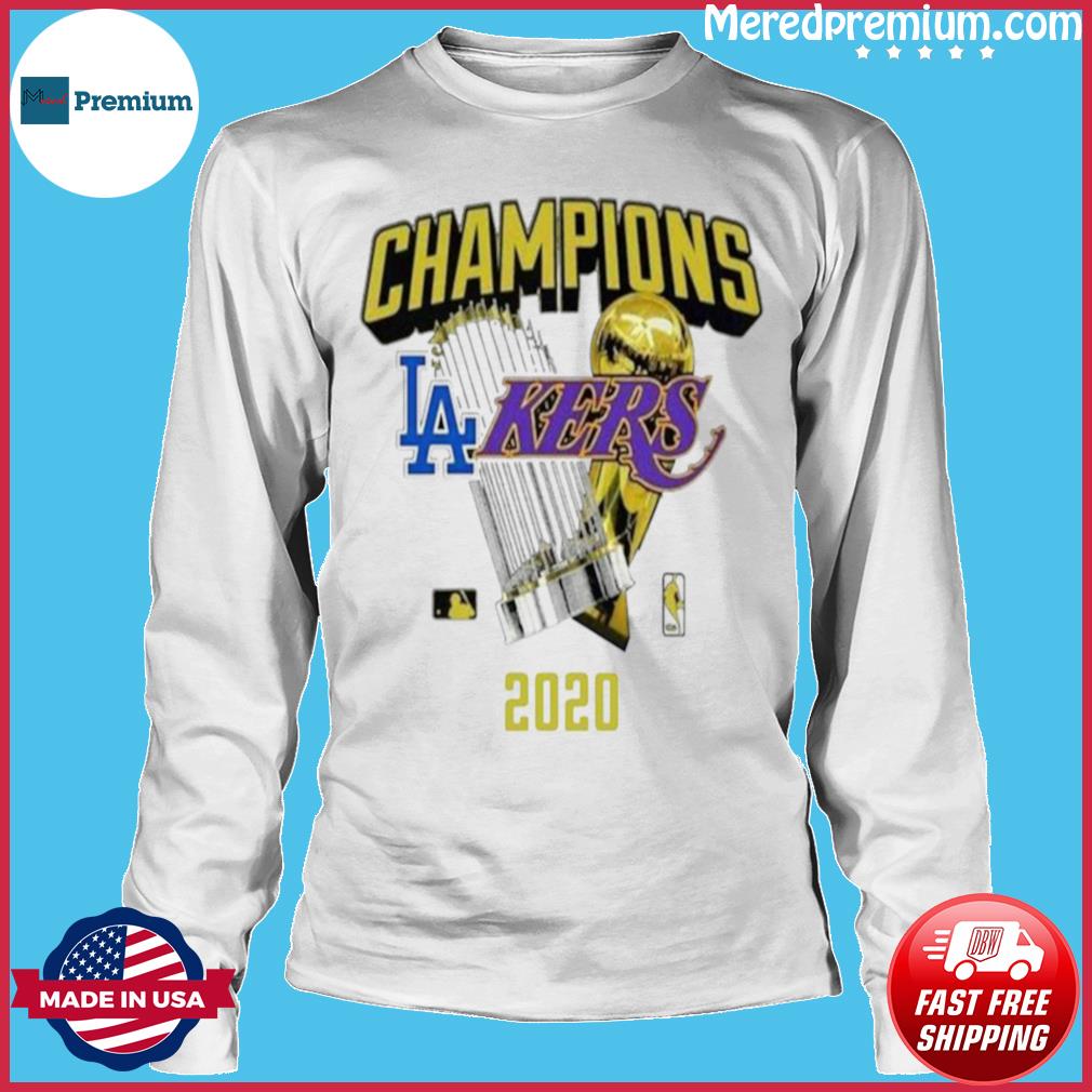 Dodgers Lakers 2020 World Champions Trophies Unisex Long Sleeve