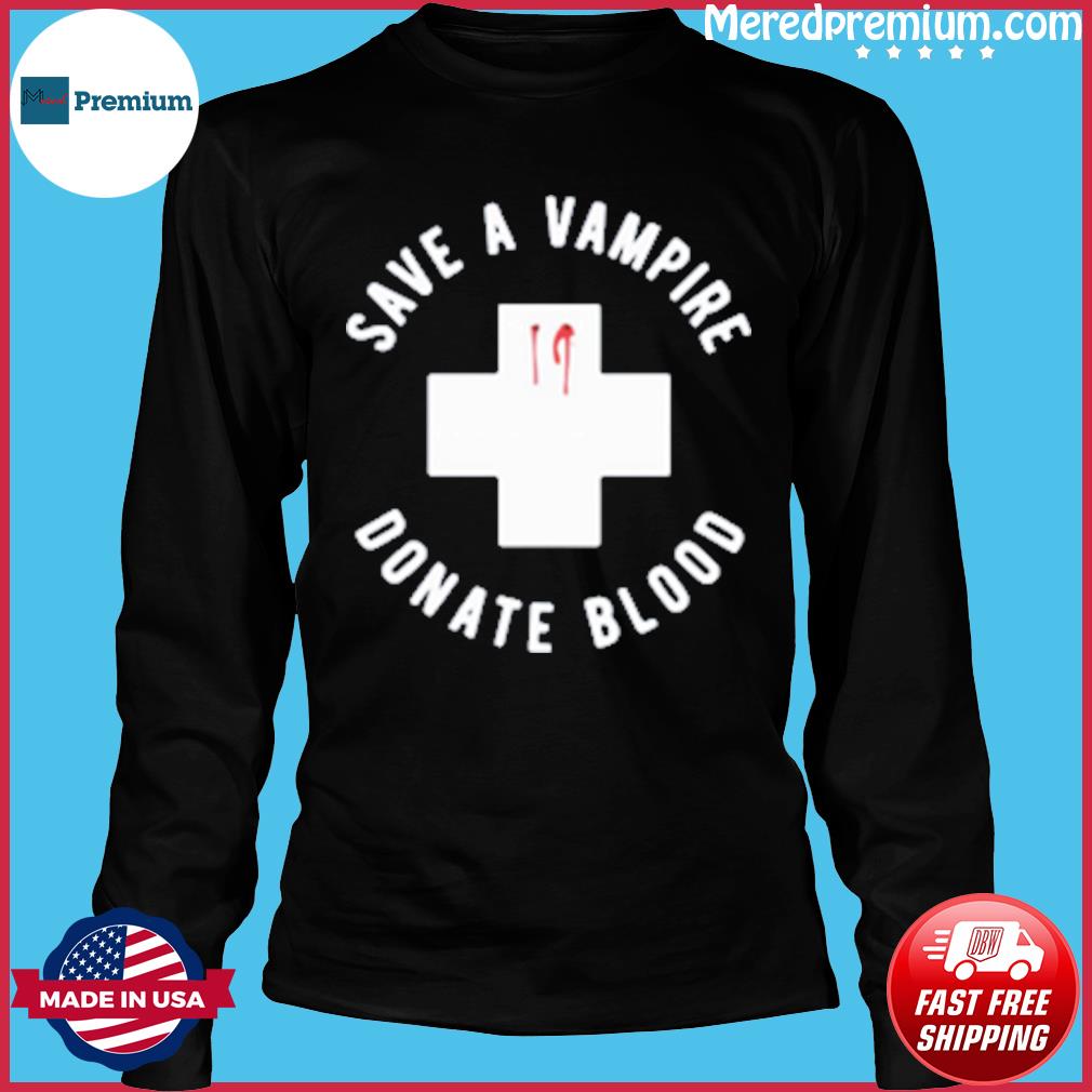 Mens Save A Vampire Donate Blood Tshirt Funny Sarcastic Halloween Night Tee For