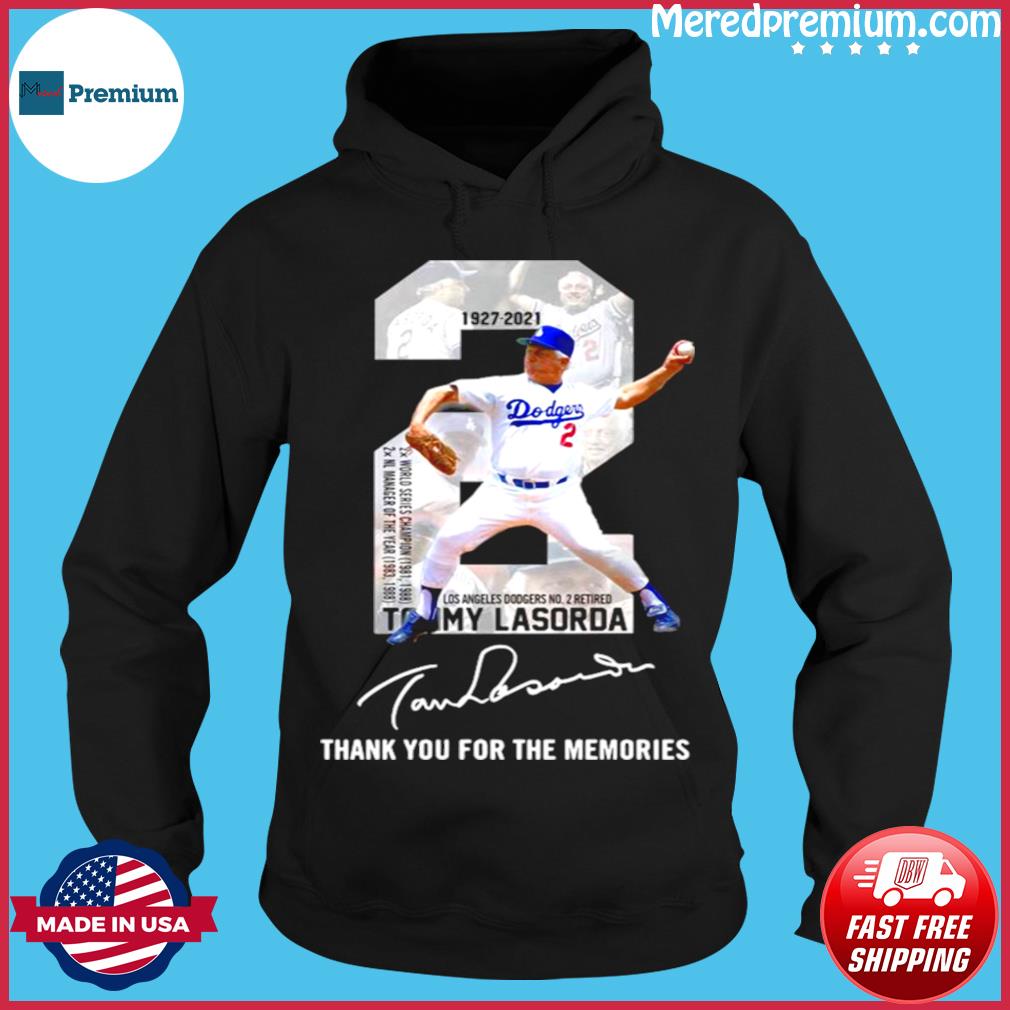 Los Angeles Dodgers Tommy Lasorda 1927-2021 Thank You For The Memories  Signature Shirt